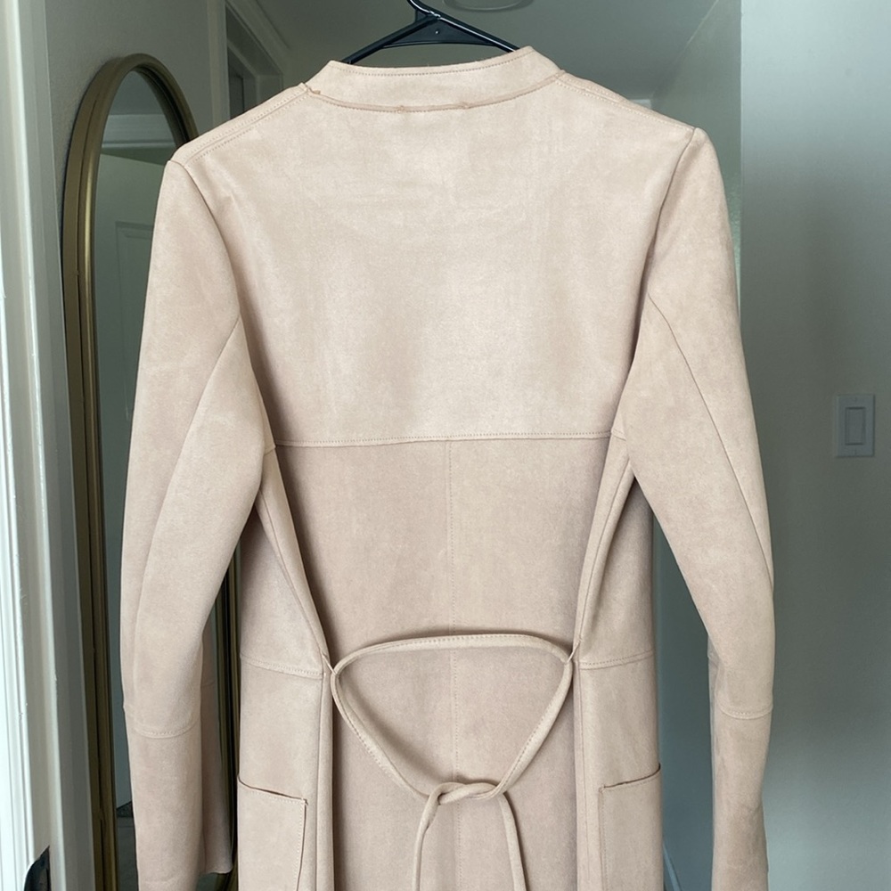 🌼 H&M Tan Longline Suede feeling/looking material Blush Coat - Picture 10 of 13